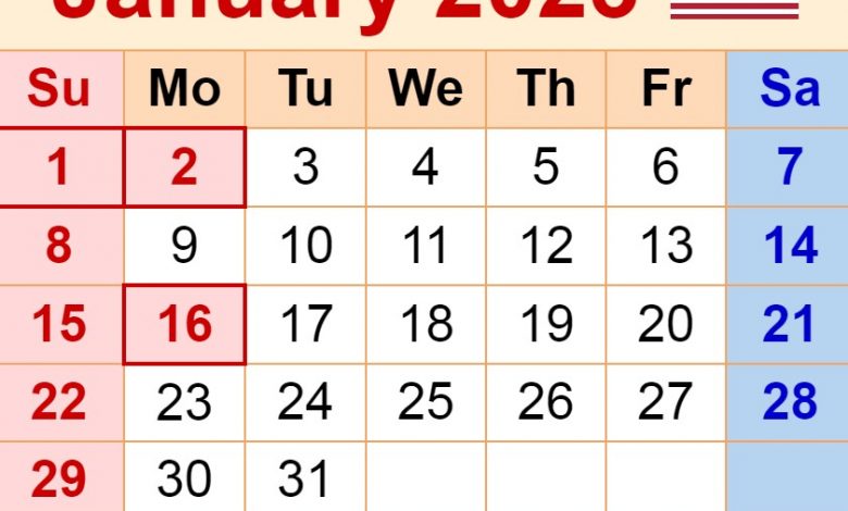 January 2023 Calendar USA