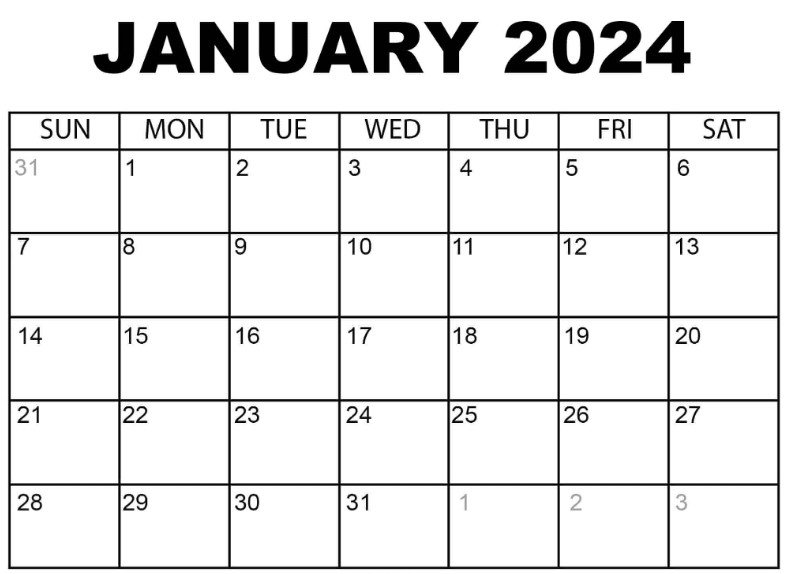 January 2024 Calendar USA: PDF Word Excel & Wallpaper